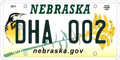 NE license plate DHA002