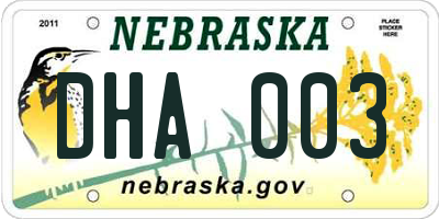 NE license plate DHA003