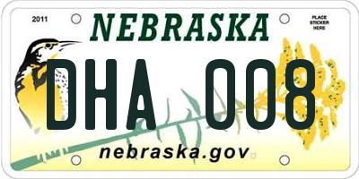 NE license plate DHA008