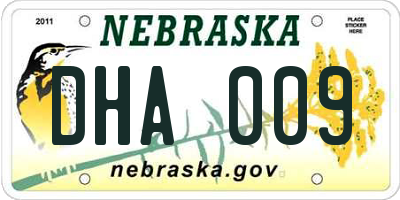 NE license plate DHA009