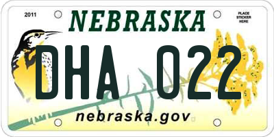 NE license plate DHA022