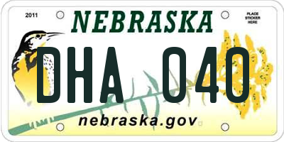 NE license plate DHA040