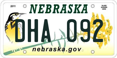 NE license plate DHA092