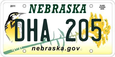 NE license plate DHA205