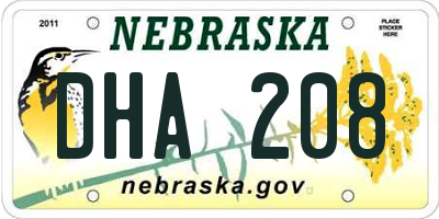 NE license plate DHA208