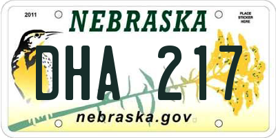 NE license plate DHA217