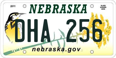 NE license plate DHA256