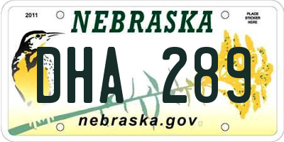 NE license plate DHA289