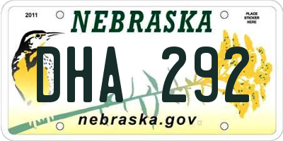 NE license plate DHA292