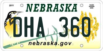 NE license plate DHA360