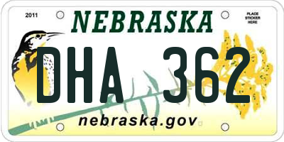 NE license plate DHA362
