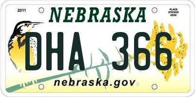 NE license plate DHA366