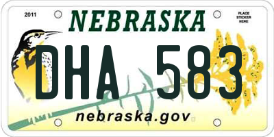 NE license plate DHA583
