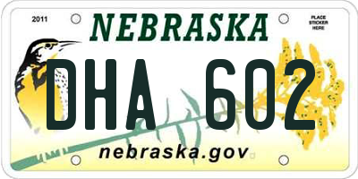 NE license plate DHA602