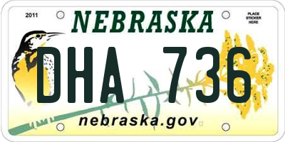 NE license plate DHA736