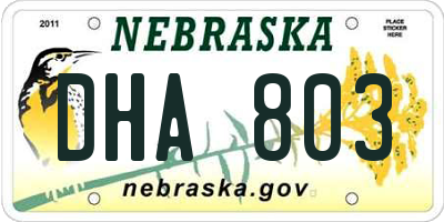 NE license plate DHA803