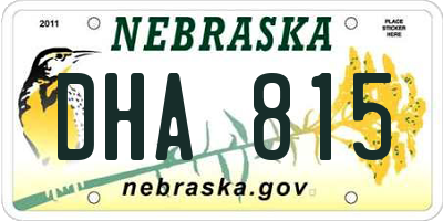NE license plate DHA815