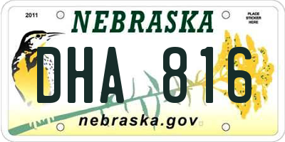 NE license plate DHA816