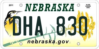 NE license plate DHA830