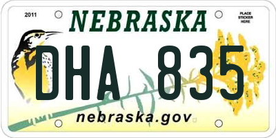 NE license plate DHA835