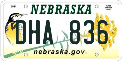 NE license plate DHA836