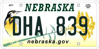 NE license plate DHA839