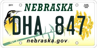 NE license plate DHA847