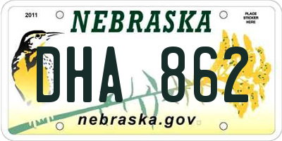 NE license plate DHA862