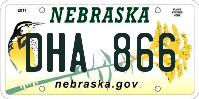 NE license plate DHA866