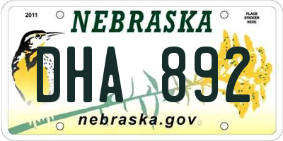 NE license plate DHA892