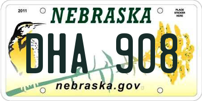 NE license plate DHA908