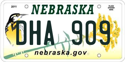 NE license plate DHA909