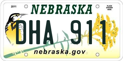 NE license plate DHA911