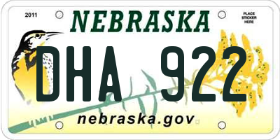 NE license plate DHA922