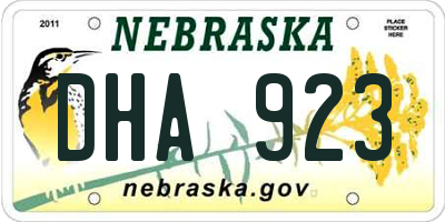 NE license plate DHA923
