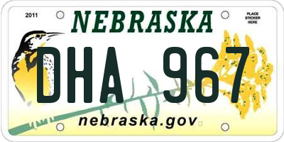 NE license plate DHA967