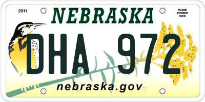 NE license plate DHA972
