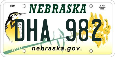 NE license plate DHA982