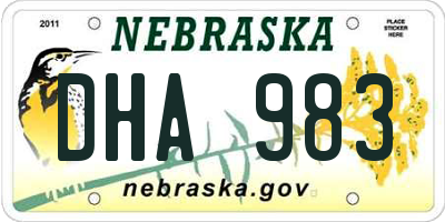 NE license plate DHA983