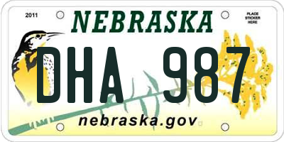 NE license plate DHA987