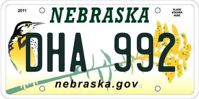 NE license plate DHA992