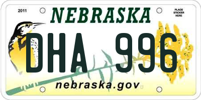 NE license plate DHA996