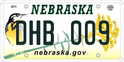 NE license plate DHB009