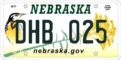 NE license plate DHB025