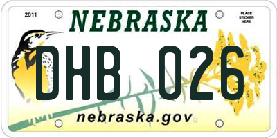 NE license plate DHB026