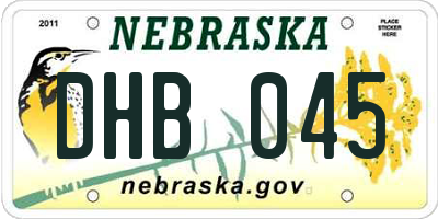 NE license plate DHB045