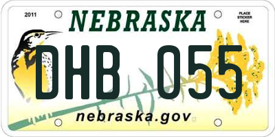 NE license plate DHB055