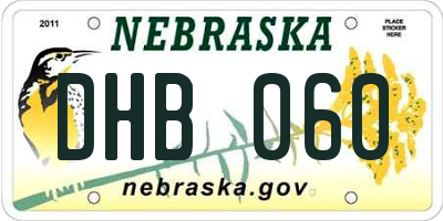 NE license plate DHB060