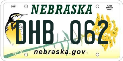 NE license plate DHB062