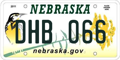 NE license plate DHB066